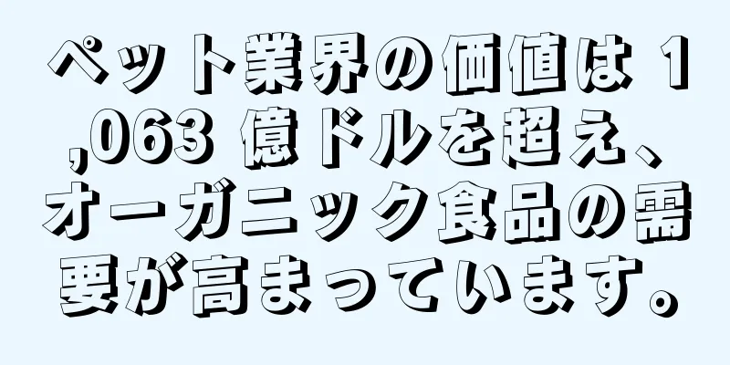 ペット業界の価値は 1,063 億ドルを超え、オーガニック食品の需要が高まっています。