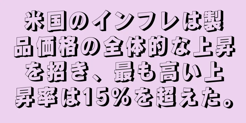 米国のインフレは製品価格の全体的な上昇を招き、最も高い上昇率は15％を超えた。