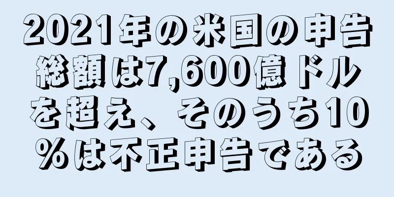 2021年の米国の申告総額は7,600億ドルを超え、そのうち10%は不正申告である
