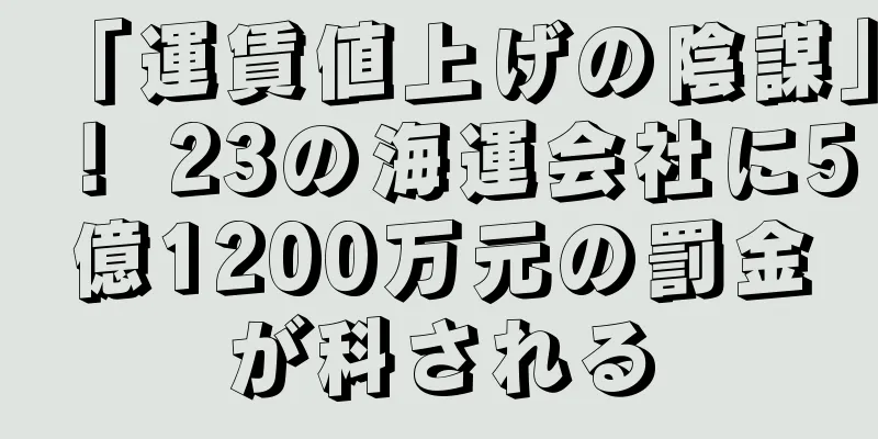 「運賃値上げの陰謀」！ 23の海運会社に5億1200万元の罰金が科される
