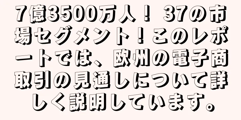 7億3500万人！ 37の市場セグメント！このレポートでは、欧州の電子商取引の見通しについて詳しく説明しています。
