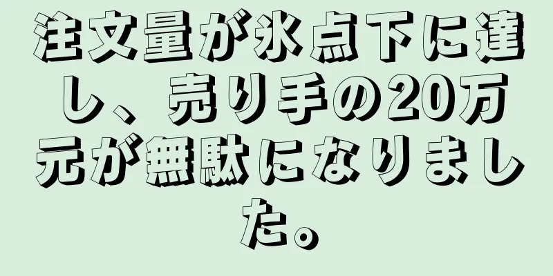 注文量が氷点下に達し、売り手の20万元が無駄になりました。