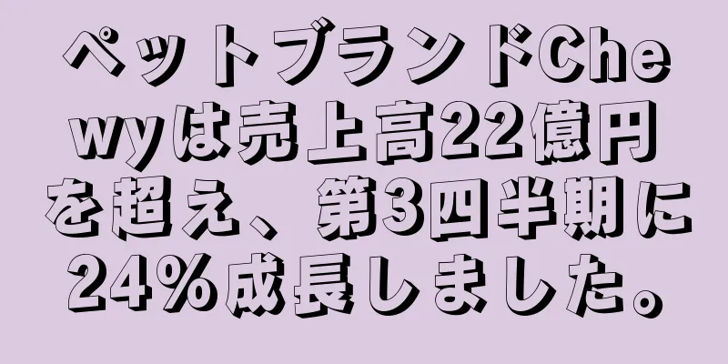 ペットブランドChewyは売上高22億円を超え、第3四半期に24%成長しました。
