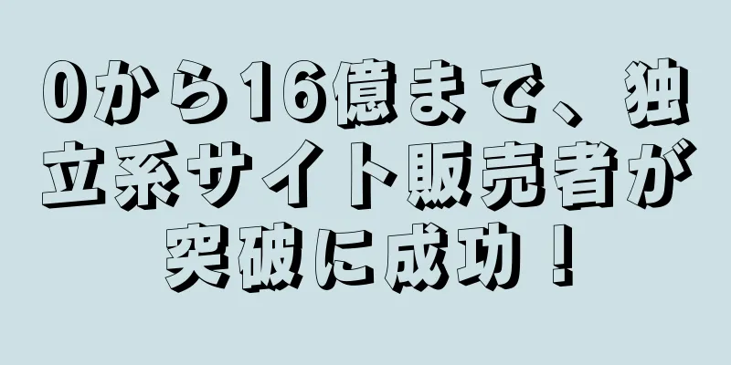 0から16億まで、独立系サイト販売者が突破に成功！