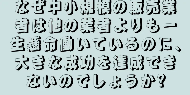 なぜ中小規模の販売業者は他の業者よりも一生懸命働いているのに、大きな成功を達成できないのでしょうか?
