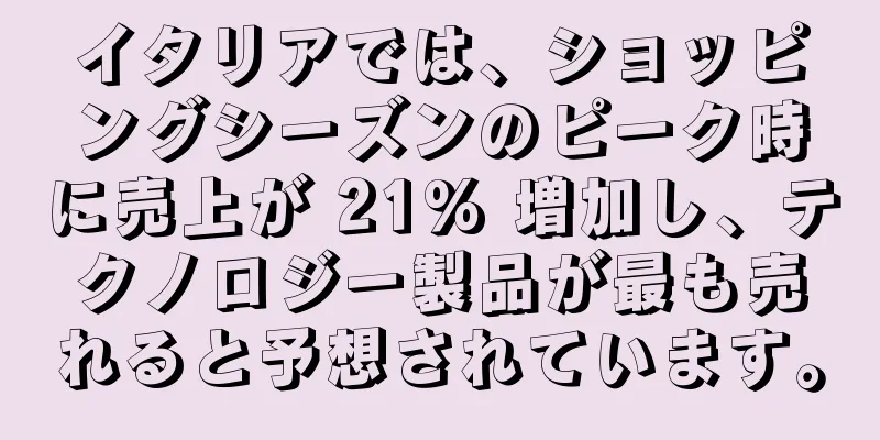 イタリアでは、ショッピングシーズンのピーク時に売上が 21% 増加し、テクノロジー製品が最も売れると予想されています。