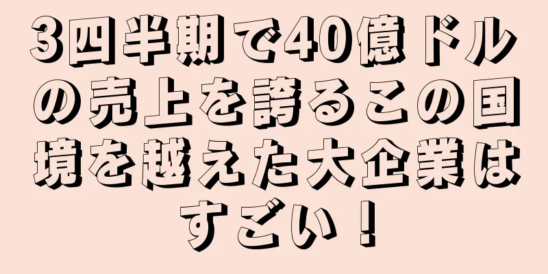 3四半期で40億ドルの売上を誇るこの国境を越えた大企業はすごい！