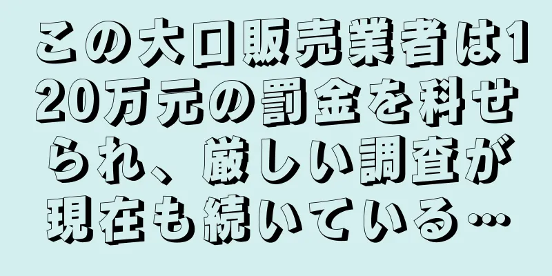 この大口販売業者は120万元の罰金を科せられ、厳しい調査が現在も続いている…