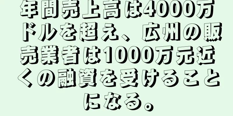 年間売上高は4000万ドルを超え、広州の販売業者は1000万元近くの融資を受けることになる。
