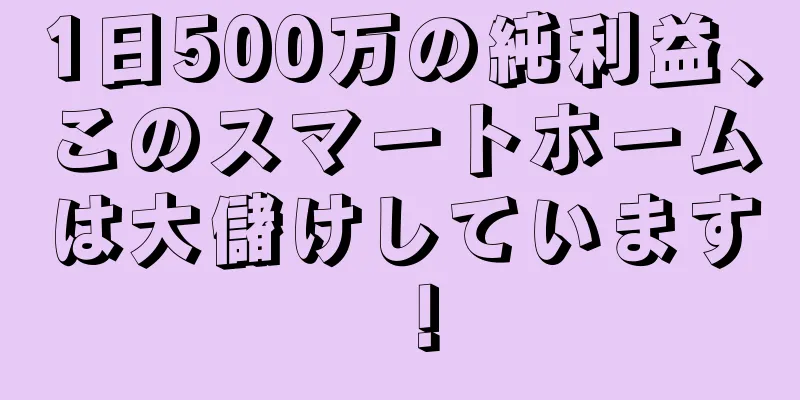 1日500万の純利益、このスマートホームは大儲けしています！