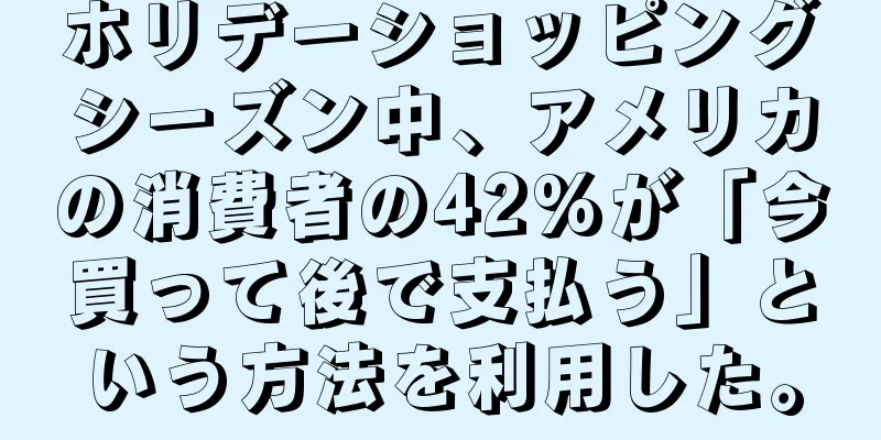 ホリデーショッピングシーズン中、アメリカの消費者の42%が「今買って後で支払う」という方法を利用した。