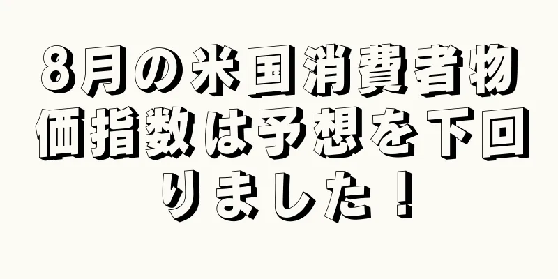 8月の米国消費者物価指数は予想を下回りました！