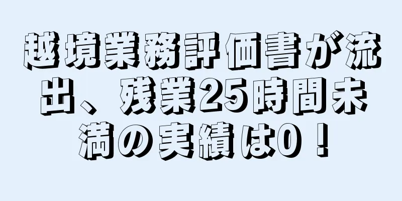 越境業務評価書が流出、残業25時間未満の実績は0！