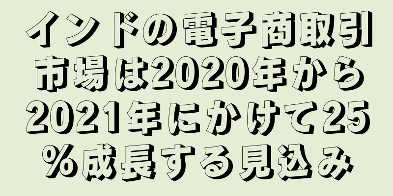 インドの電子商取引市場は2020年から2021年にかけて25%成長する見込み