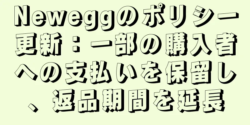 Neweggのポリシー更新：一部の購入者への支払いを保留し、返品期間を延長