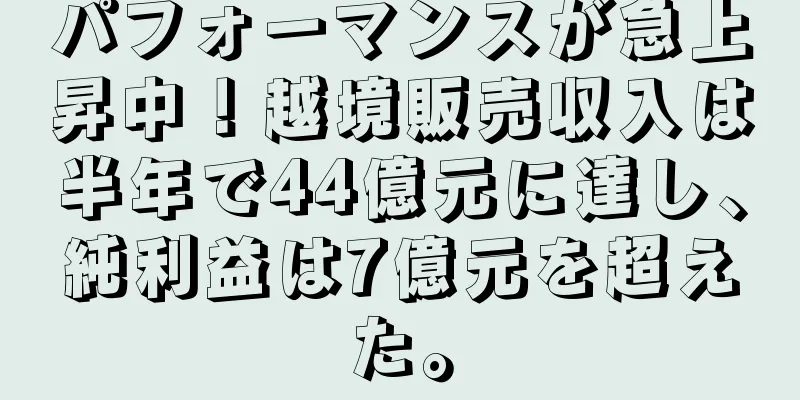パフォーマンスが急上昇中！越境販売収入は半年で44億元に達し、純利益は7億元を超えた。