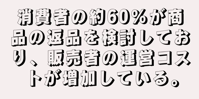 消費者の約60％が商品の返品を検討しており、販売者の運営コストが増加している。