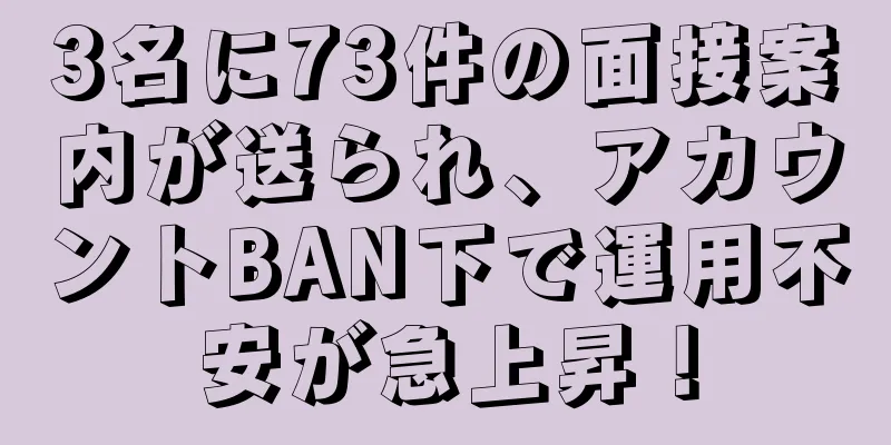 3名に73件の面接案内が送られ、アカウントBAN下で運用不安が急上昇！