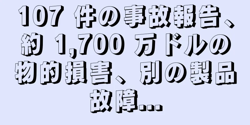 107 件の事故報告、約 1,700 万ドルの物的損害、別の製品故障...