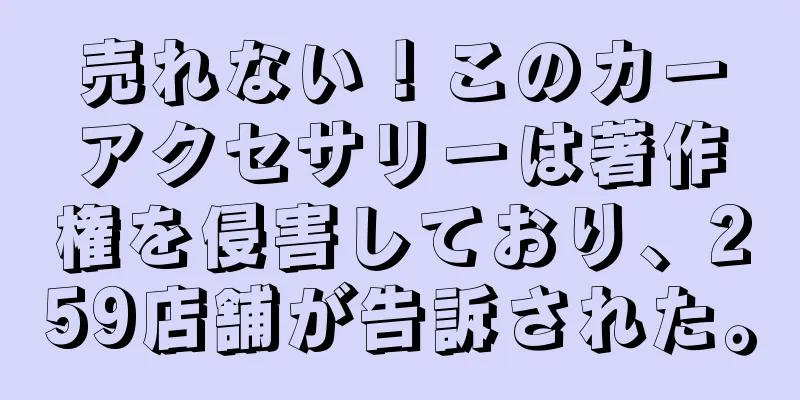 売れない！このカーアクセサリーは著作権を侵害しており、259店舗が告訴された。