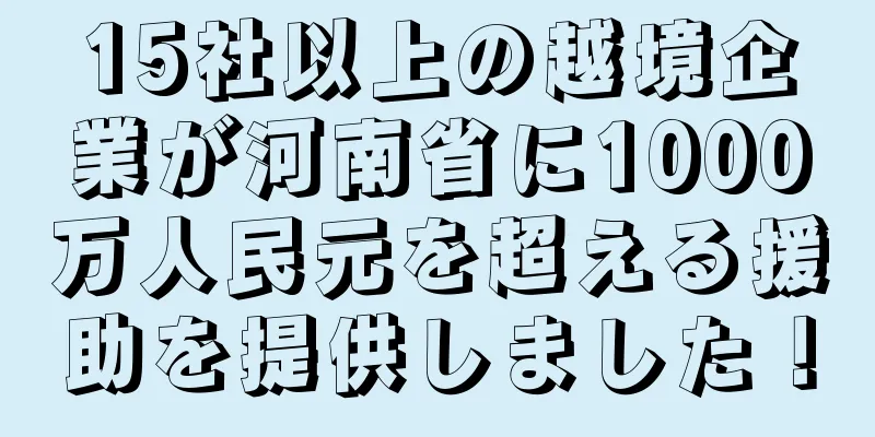 15社以上の越境企業が河南省に1000万人民元を超える援助を提供しました！