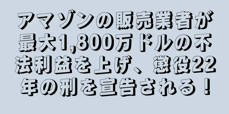 アマゾンの販売業者が最大1,800万ドルの不法利益を上げ、懲役22年の刑を宣告される！
