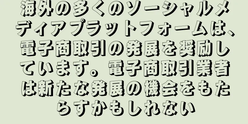 海外の多くのソーシャルメディアプラットフォームは、電子商取引の発展を奨励しています。電子商取引業者は新たな発展の機会をもたらすかもしれない