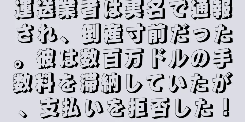 運送業者は実名で通報され、倒産寸前だった。彼は数百万ドルの手数料を滞納していたが、支払いを拒否した！