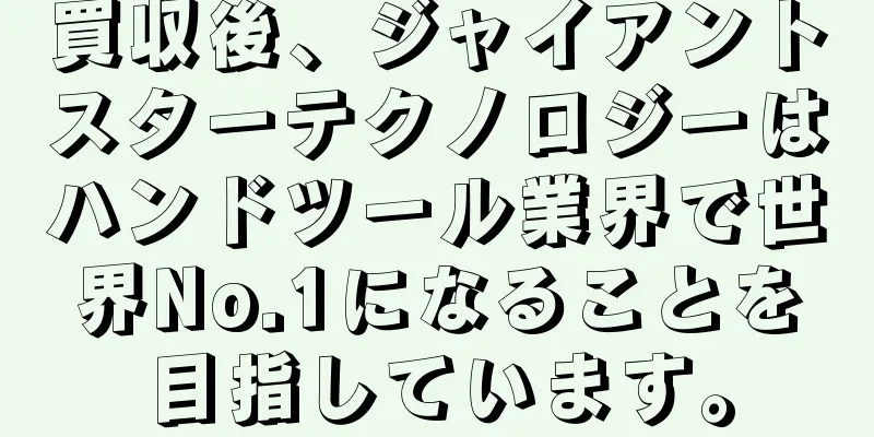 買収後、ジャイアントスターテクノロジーはハンドツール業界で世界No.1になることを目指しています。