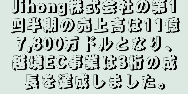 Jihong株式会社の第1四半期の売上高は11億7,800万ドルとなり、越境EC事業は3桁の成長を達成しました。