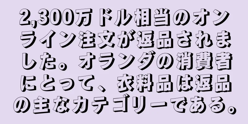 2,300万ドル相当のオンライン注文が返品されました。オランダの消費者にとって、衣料品は返品の主なカテゴリーである。