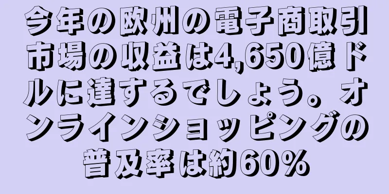 今年の欧州の電子商取引市場の収益は4,650億ドルに達するでしょう。オンラインショッピングの普及率は約60%
