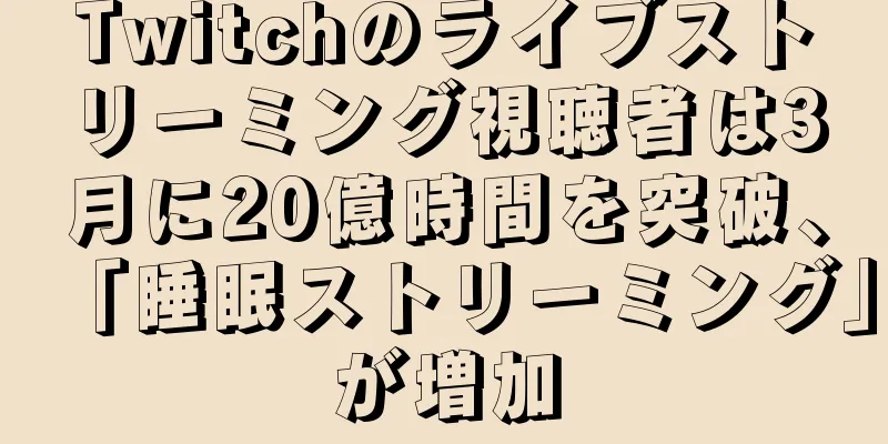 Twitchのライブストリーミング視聴者は3月に20億時間を突破、「睡眠ストリーミング」が増加