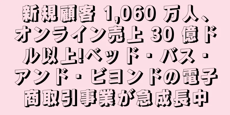 新規顧客 1,060 万人、オンライン売上 30 億ドル以上!ベッド・バス・アンド・ビヨンドの電子商取引事業が急成長中