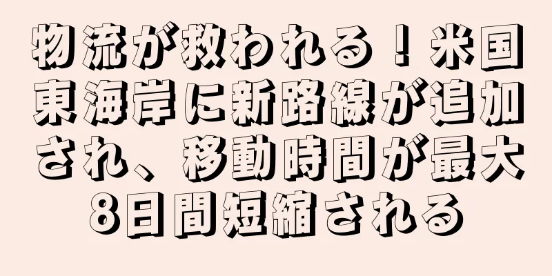物流が救われる！米国東海岸に新路線が追加され、移動時間が最大8日間短縮される