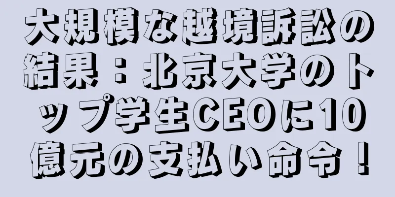 大規模な越境訴訟の結果：北京大学のトップ学生CEOに10億元の支払い命令！