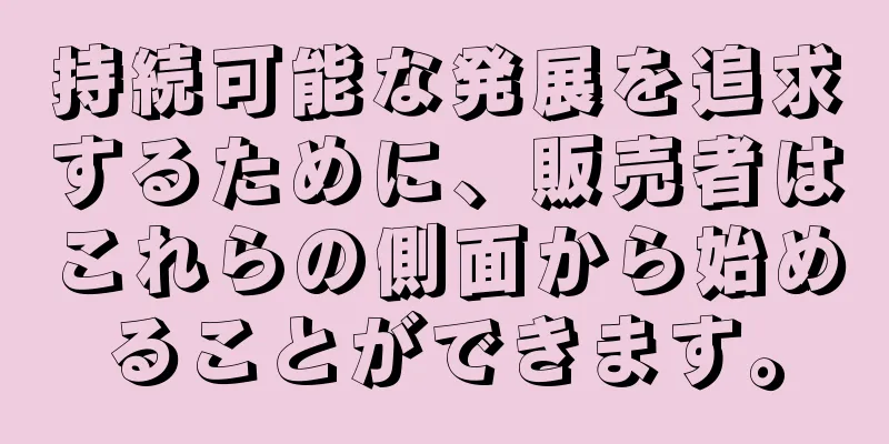 持続可能な発展を追求するために、販売者はこれらの側面から始めることができます。