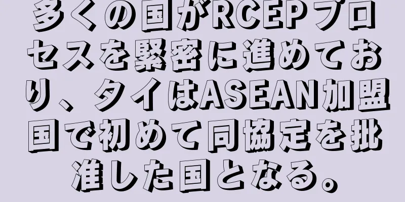 多くの国がRCEPプロセスを緊密に進めており、タイはASEAN加盟国で初めて同協定を批准した国となる。