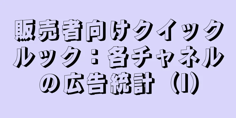 販売者向けクイックルック：各チャネルの広告統計（I）