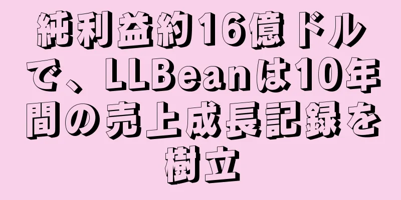 純利益約16億ドルで、LLBeanは10年間の売上成長記録を樹立