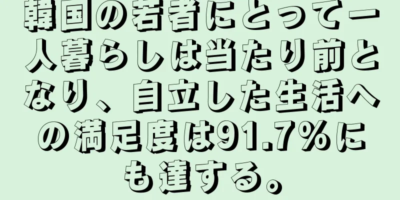韓国の若者にとって一人暮らしは当たり前となり、自立した生活への満足度は91.7%にも達する。