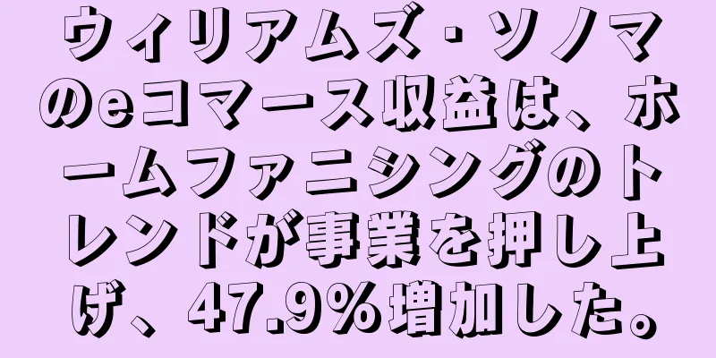 ウィリアムズ・ソノマのeコマース収益は、ホームファニシングのトレンドが事業を押し上げ、47.9%増加した。