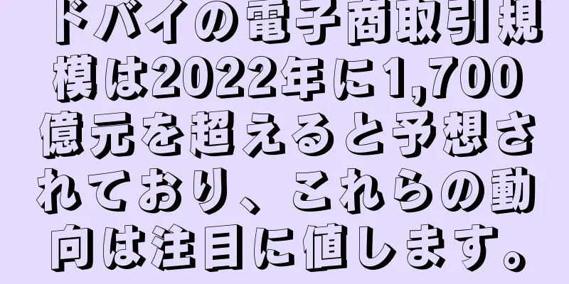 ドバイの電子商取引規模は2022年に1,700億元を超えると予想されており、これらの動向は注目に値します。