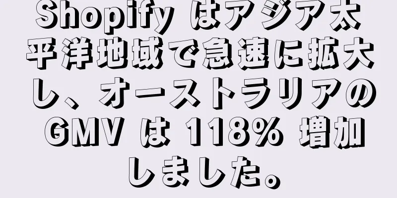 Shopify はアジア太平洋地域で急速に拡大し、オーストラリアの GMV は 118% 増加しました。