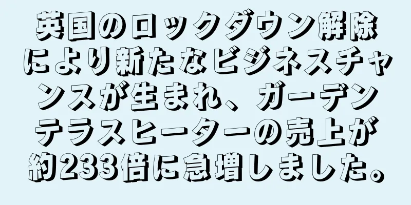 英国のロックダウン解除により新たなビジネスチャンスが生まれ、ガーデンテラスヒーターの売上が約233倍に急増しました。