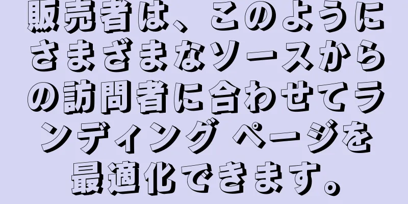 販売者は、このようにさまざまなソースからの訪問者に合わせてランディング ページを最適化できます。