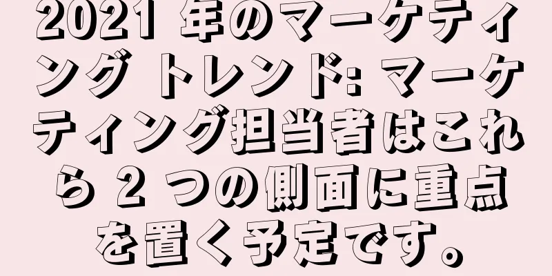 2021 年のマーケティング トレンド: マーケティング担当者はこれら 2 つの側面に重点を置く予定です。