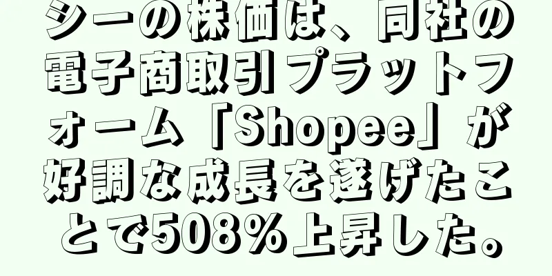 シーの株価は、同社の電子商取引プラットフォーム「Shopee」が好調な成長を遂げたことで508%上昇した。