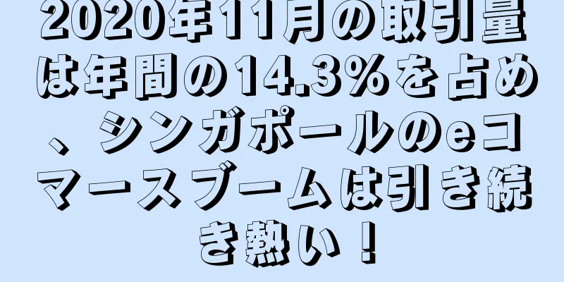 2020年11月の取引量は年間の14.3％を占め、シンガポールのeコマースブームは引き続き熱い！